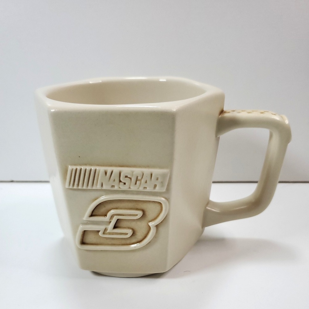 Vintage Dale Earnhardt Sr #3 Embossed NASCAR Coffee Mug Cup 3D Lug Nut